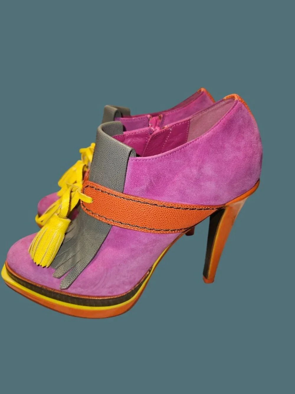 Cole Haan x NikeAir Kiltie Platform Stiletto Bootie Suede/Leather Women 7B - Picture 2 of 13